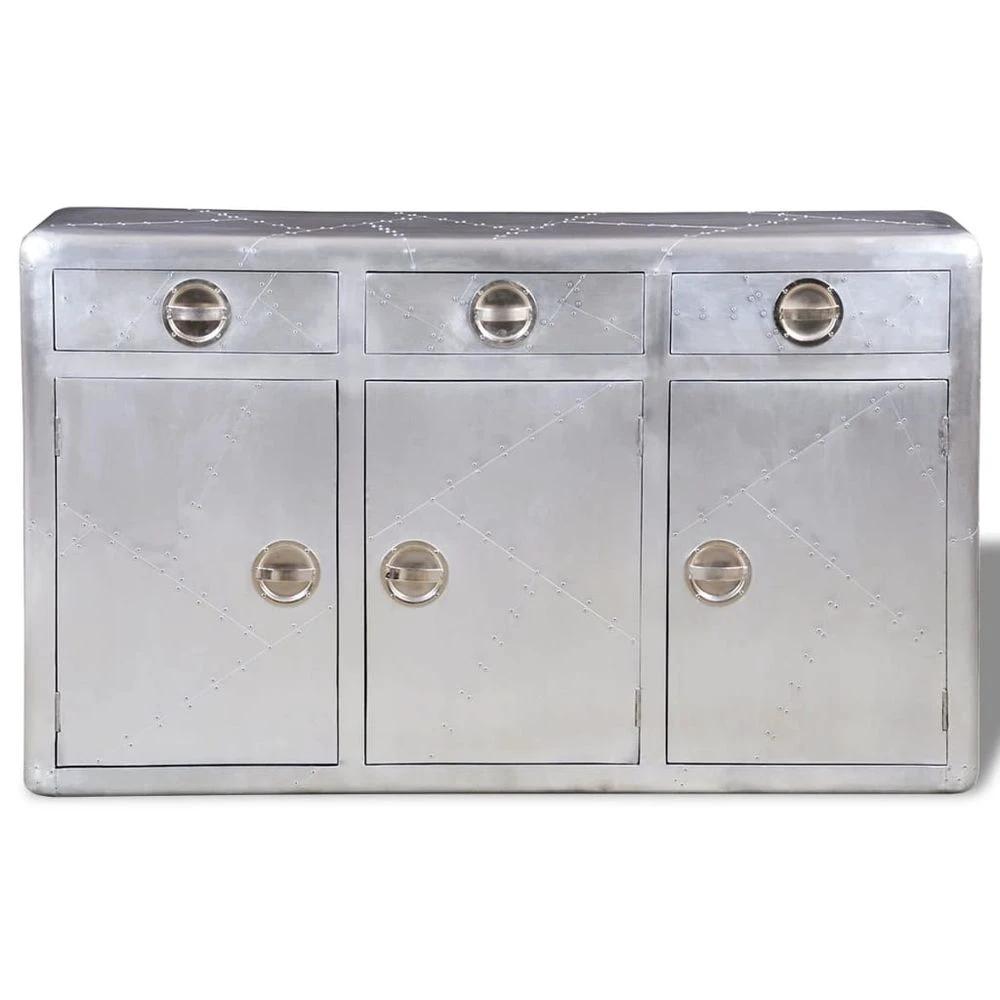 Aviator vidaXL Sideboard 3 Drawers Vintage Aircraft Airman Aluminium by vidaXL
