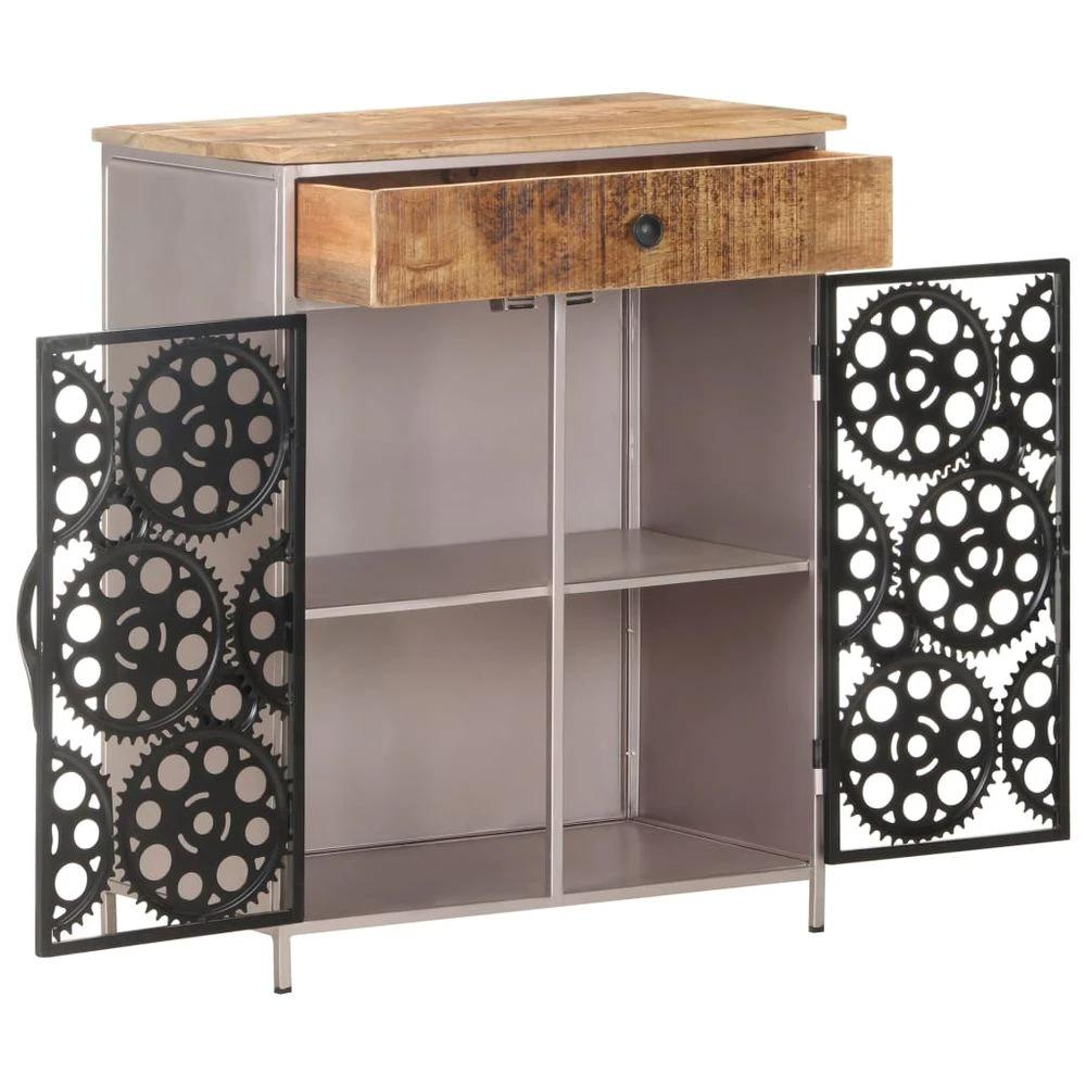 Sideboard 60x35x75 cm vidaXL Rough Mango Wood & Iron by vidaXL