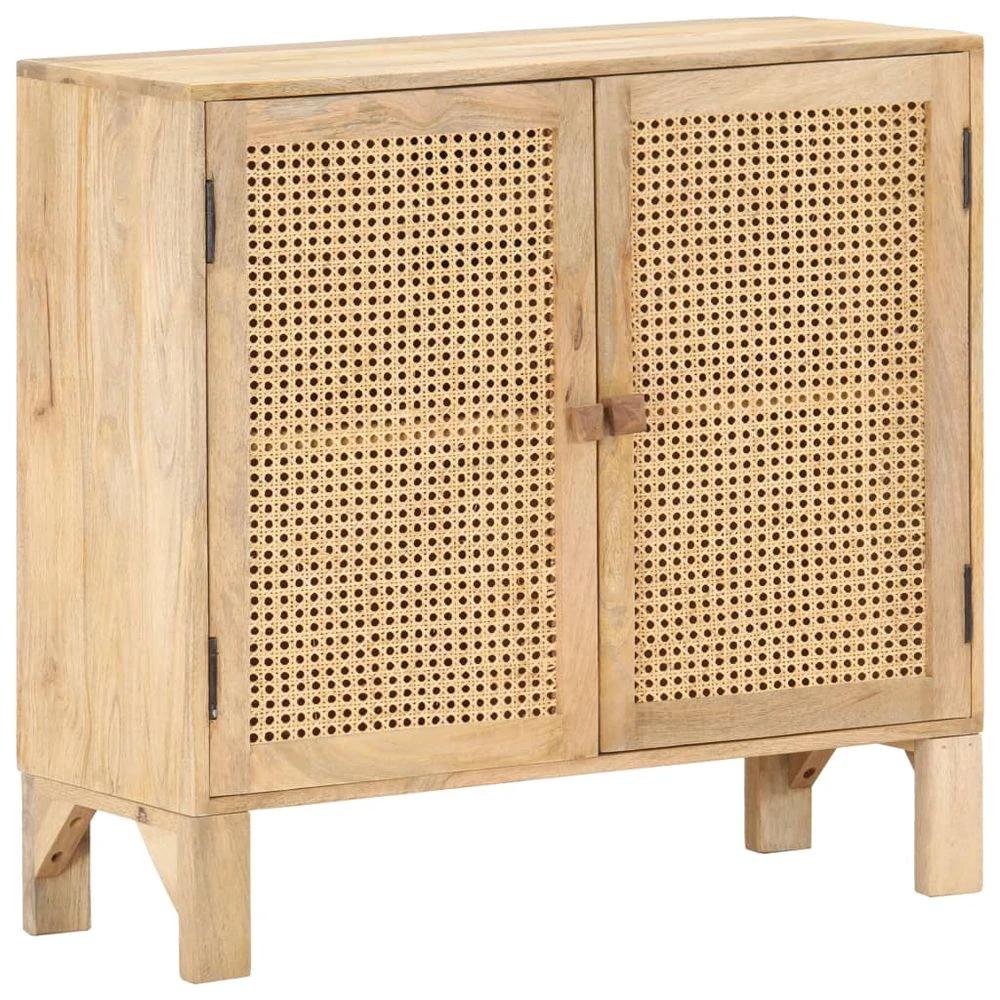 Sideboard 80x30x73 cm vidaXL Solid Mango Wood and Natural Cane by vidaXL