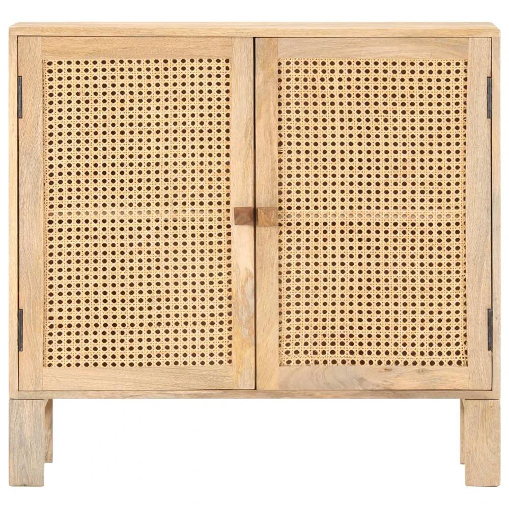 Sideboard 80x30x73 cm vidaXL Solid Mango Wood and Natural Cane by vidaXL