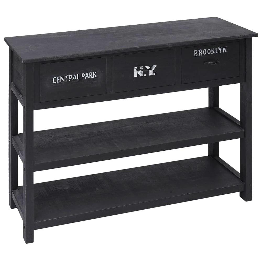 Sideboard Black 108x30x76 cm vidaXL Solid Wood Paulownia by vidaXL