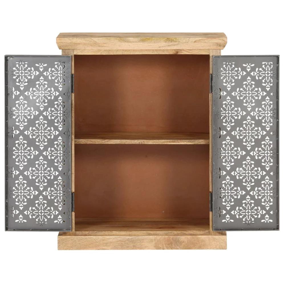 Sideboard with Steel Doors 60x35x75 cm vidaXL Solid Mango Wood by vidaXL