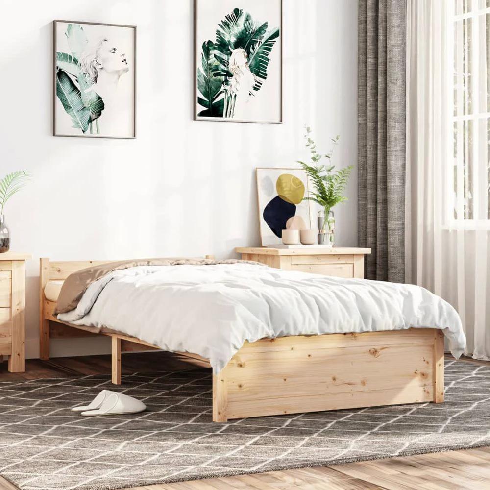 vidaXL Bed Frame Solid Wood 75x190 cm vidaXL Small Single - Uncategorized Single Bed