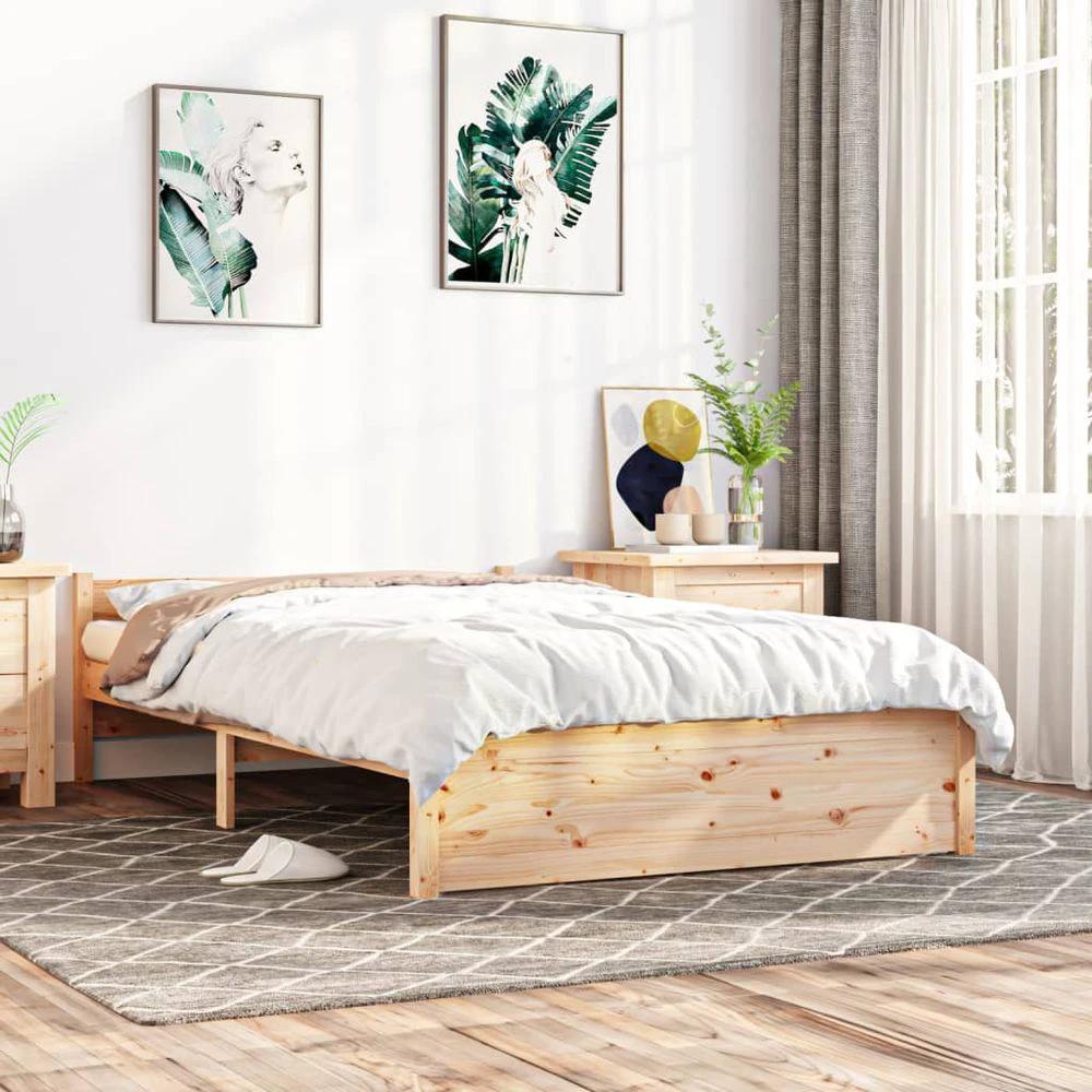 vidaXL Bed Frame Solid Wood 75x190 cm vidaXL Small Single - Uncategorized Single Bed
