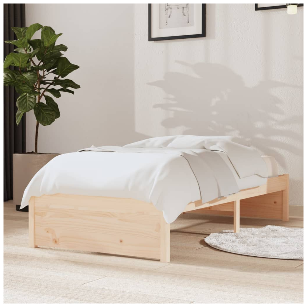 Bed Frame Solid Wood vidaXL 75x190 cm Small Single by vidaXL