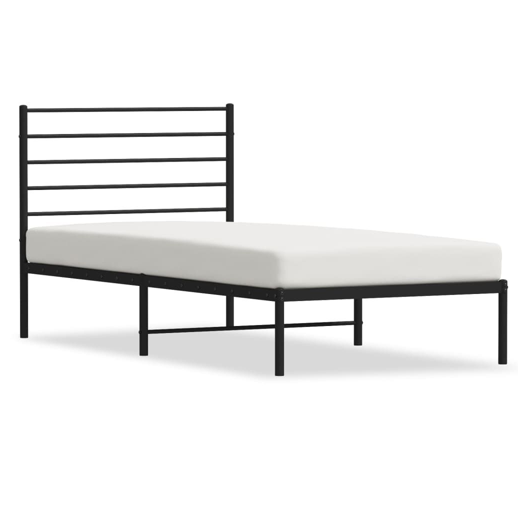 Metal Bed Frame with Headboard Black vidaXL 75x190 cm Small Single by vidaXL