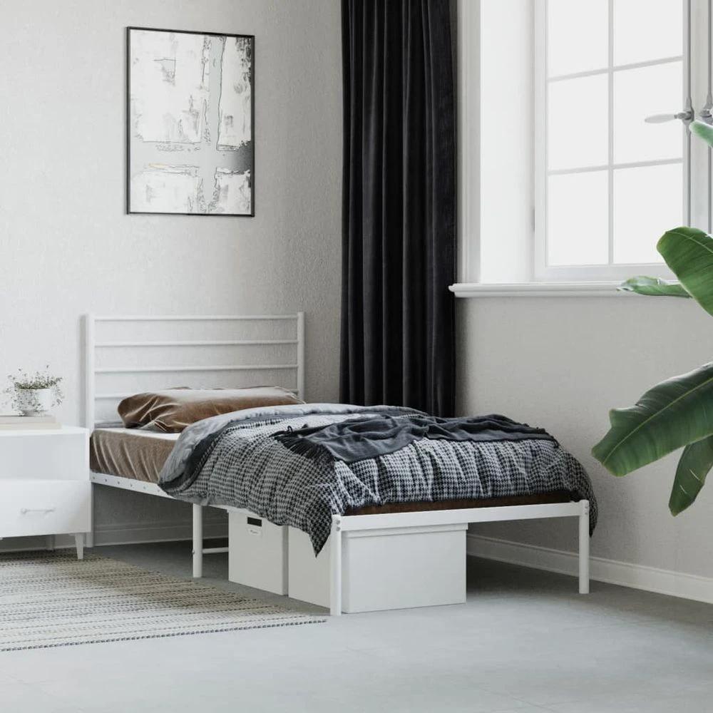 Metal Bed Frame with Headboard Black vidaXL 75x190 cm Small Single by vidaXL