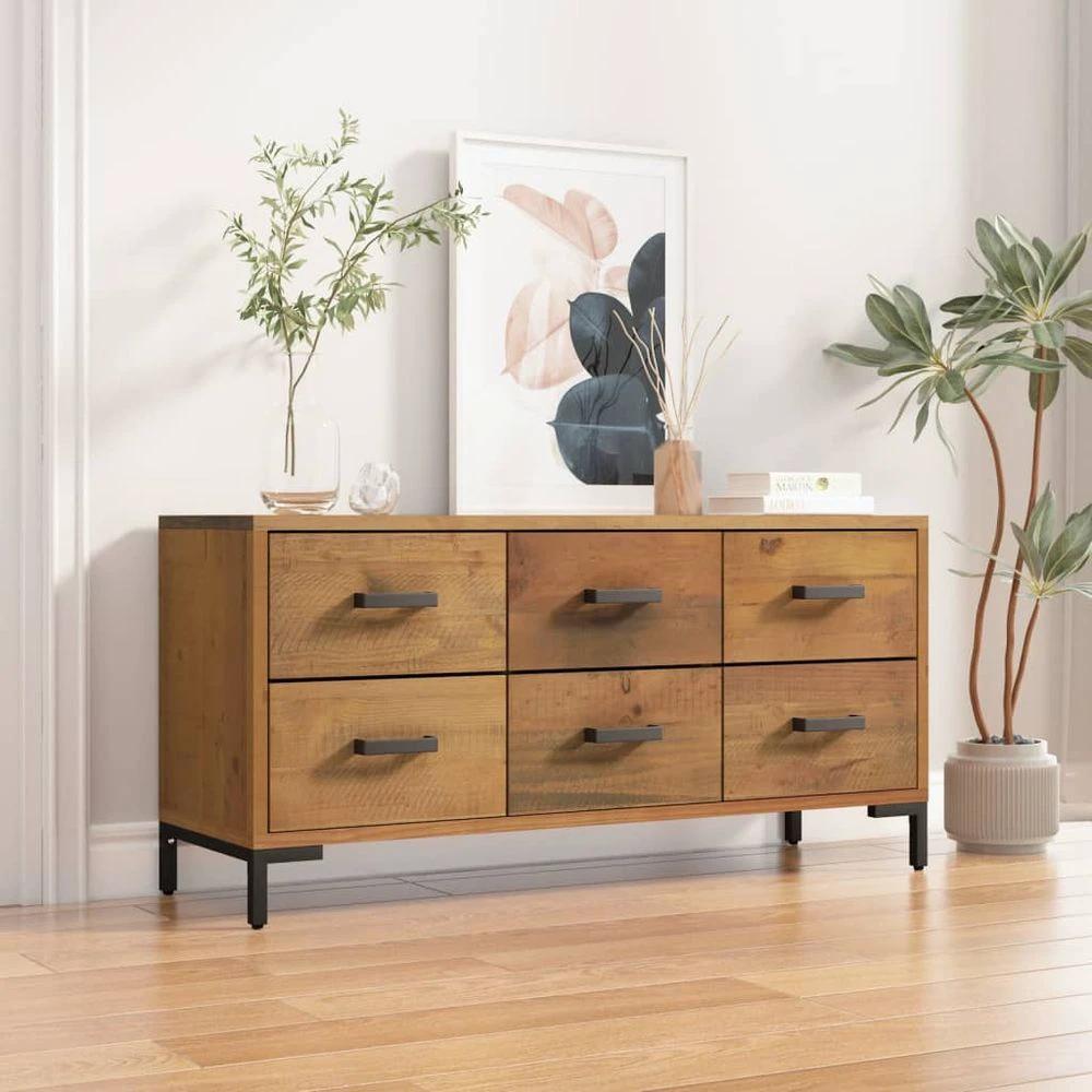 Storage Cabinet Brown vidaXL 110x30x45 cm Solid Pinewood - Storage Box from vidaXL