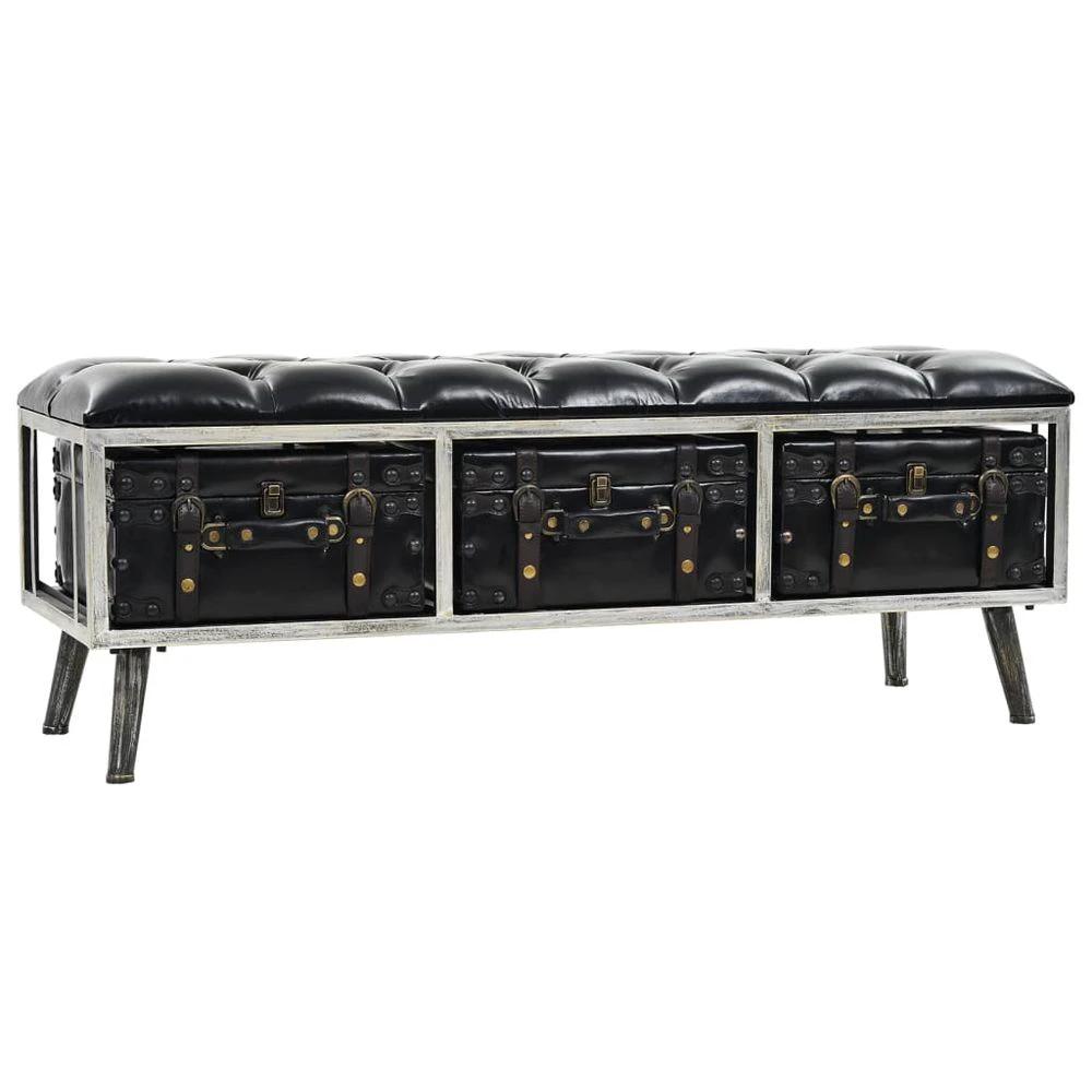 vidaXL Storage Bench 110 cm vidaXL Black Artificial Leather - Uncategorized Storage Box