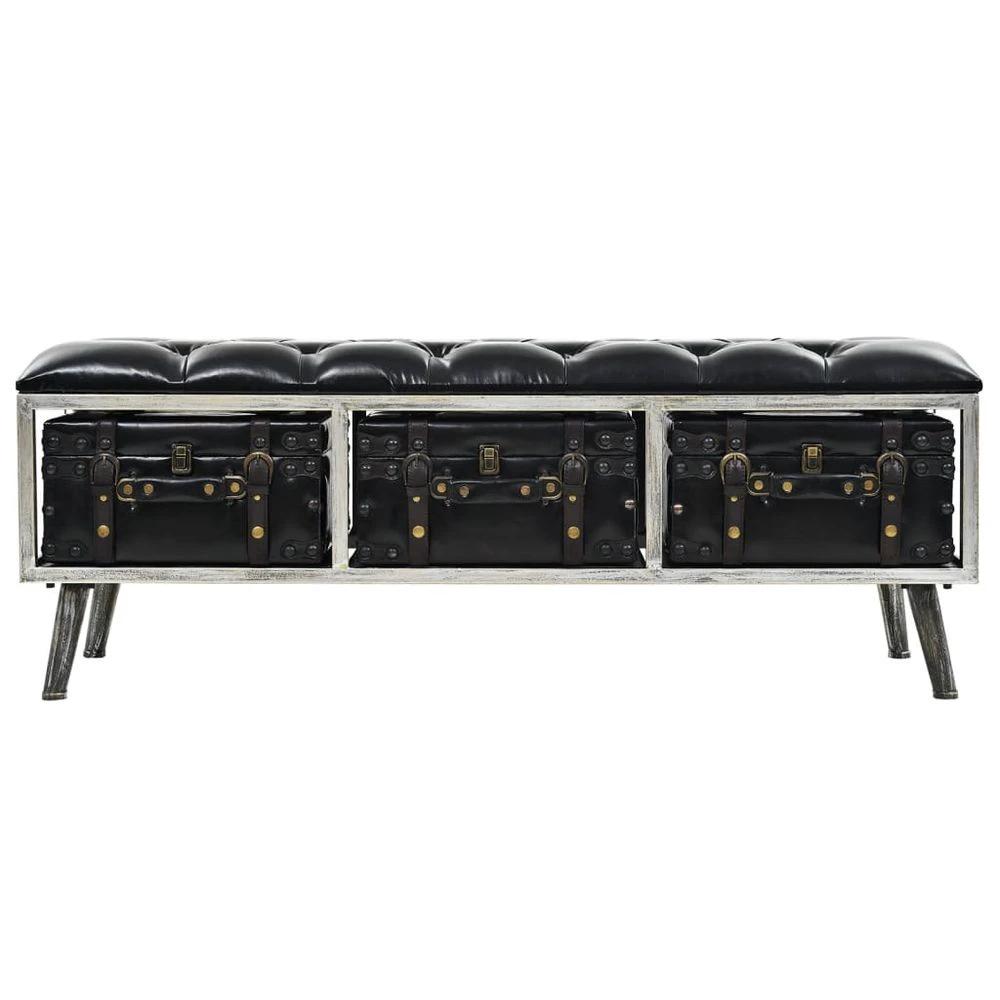 Storage Bench 110 cm vidaXL Black Artificial Leather by vidaXL
