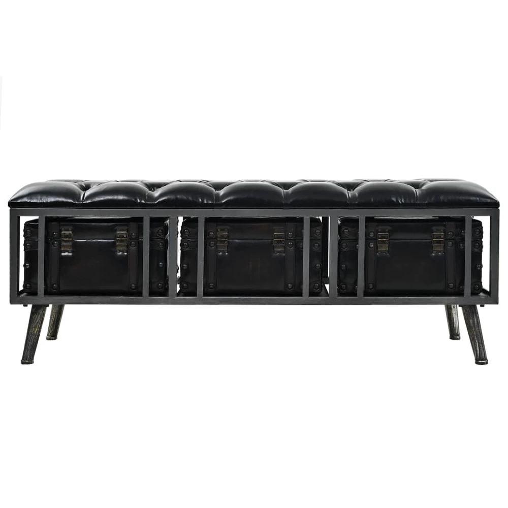 Storage Bench 110 cm vidaXL Black Artificial Leather by vidaXL