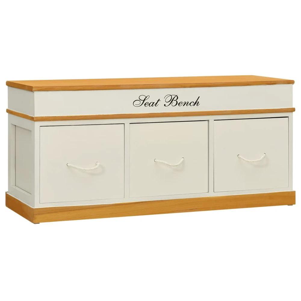 vidaXL Storage Bench Solid Paulownia vidaXL Wood 100 cm - Uncategorized Storage Box