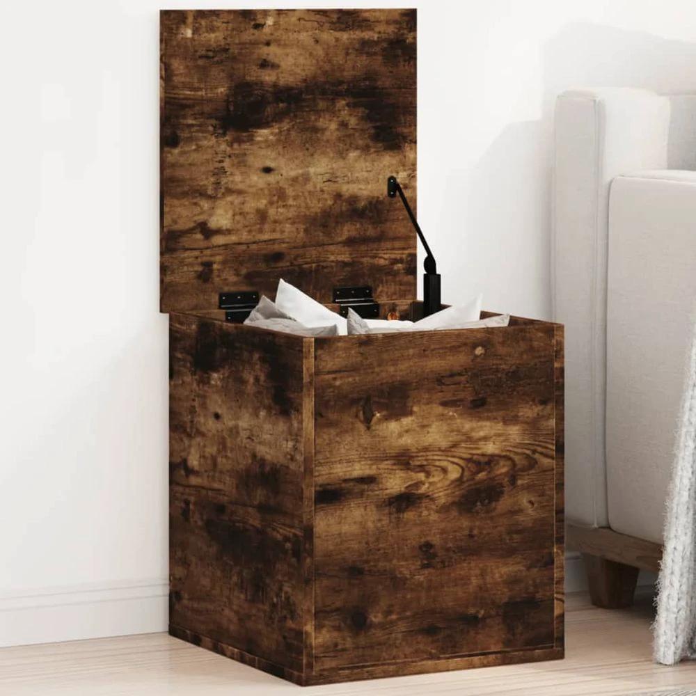 Storage Box Smoked Oak 40x42x46 cm vidaXL Engineered Wood by vidaXL