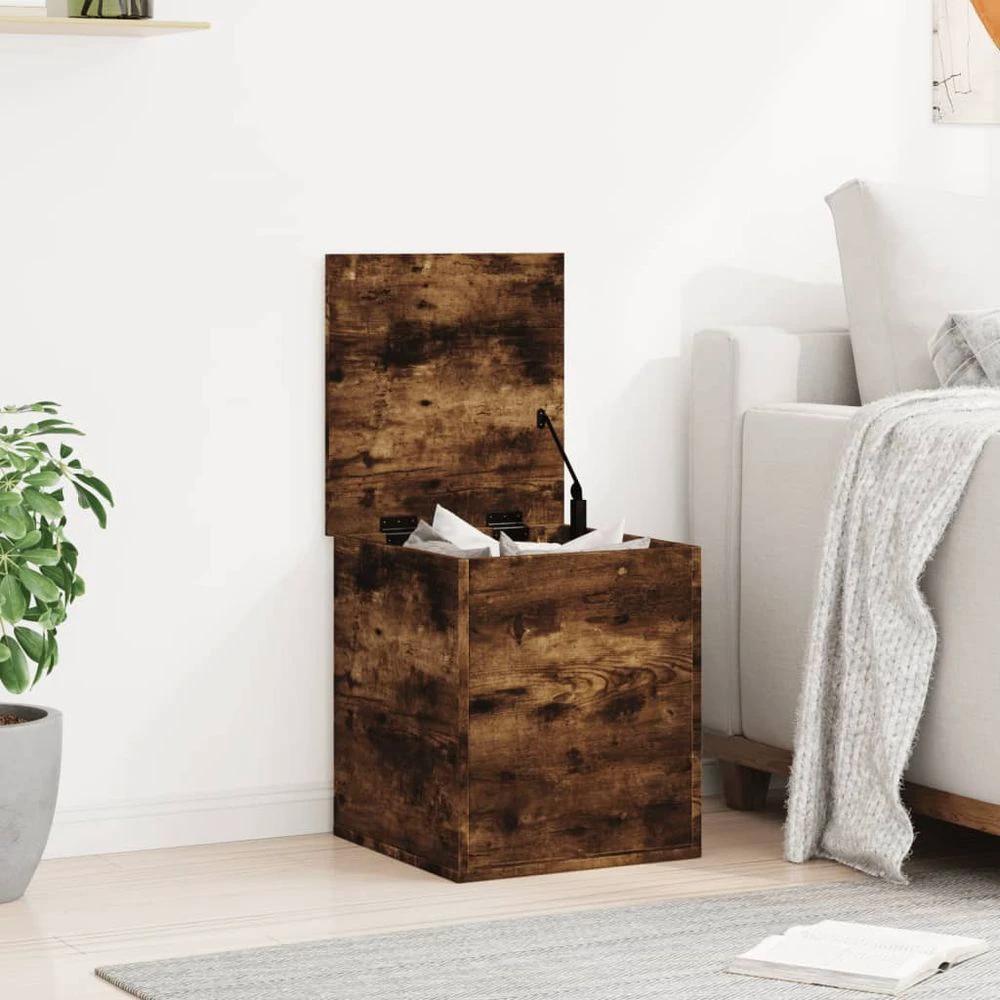 Storage Box Smoked Oak 40x42x46 cm vidaXL Engineered Wood by vidaXL