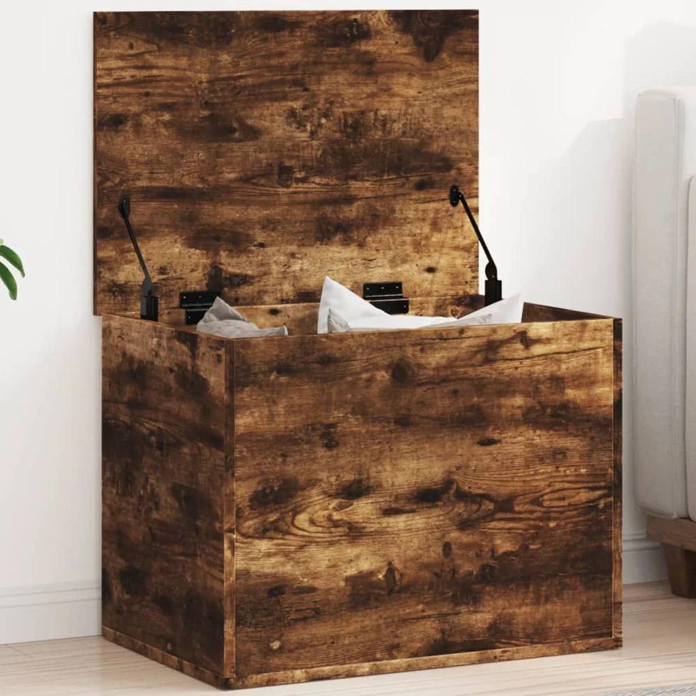 Storage Box Smoked Oak 60x42x46 cm vidaXL Engineered Wood by vidaXL