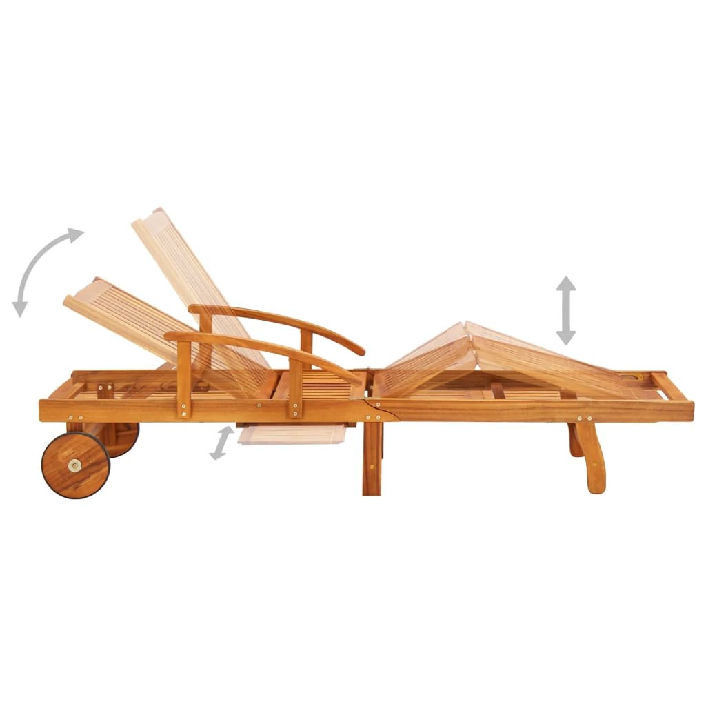 vidaXL Sun Lounger Solid Acacia Wood - Sun Lounger