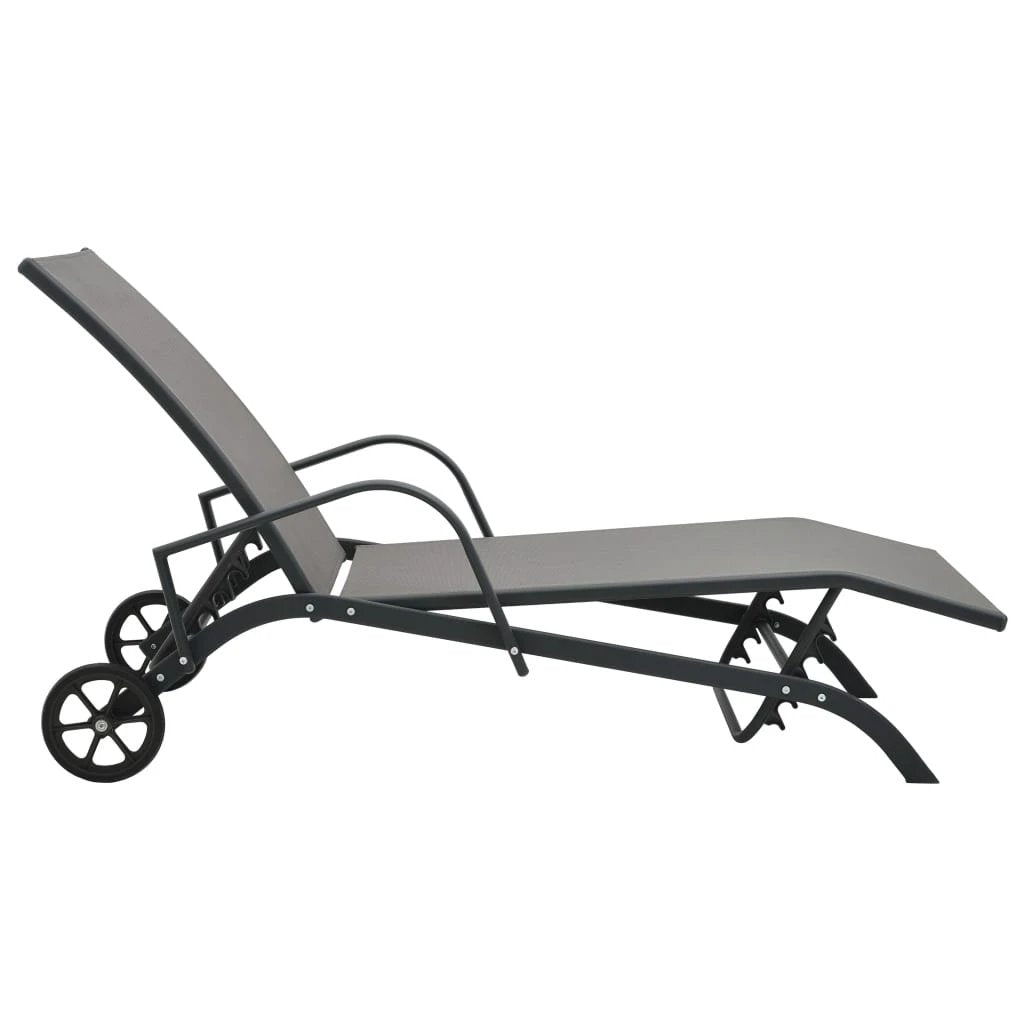 vidaXL Sun Lounger Steel and Textilene by vidaXL