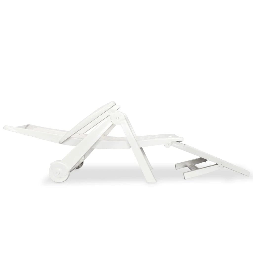 vidaXL Sun Lounger with Footrest Plastic White - Sun Lounger