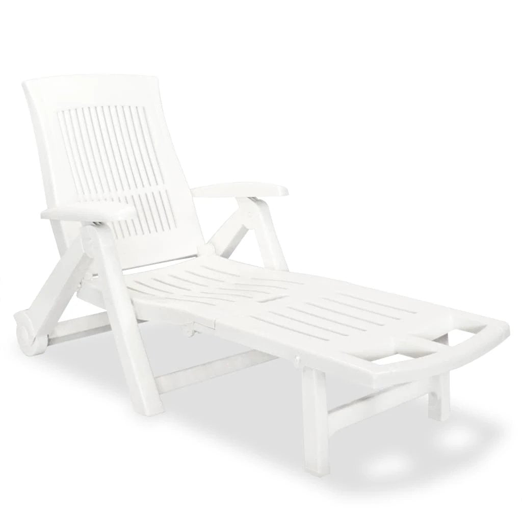 vidaXL Sun Lounger with Footrest Plastic White - Sun Lounger
