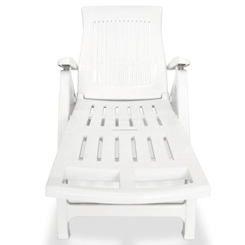 vidaXL Sun Lounger with Footrest Plastic White - Sun Lounger