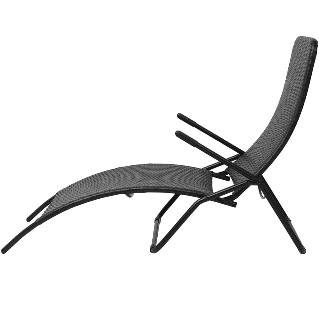 vidaXL Folding Sun Lounger Poly Rattan Brown - Sun Lounger from vidaXL