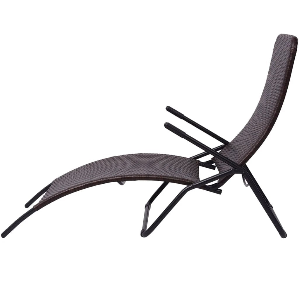vidaXL Folding Sun Lounger Poly Rattan Brown - Sun Lounger from vidaXL