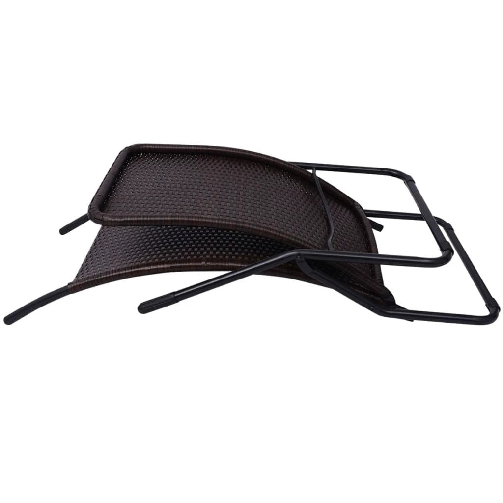 vidaXL Folding Sun Lounger Poly Rattan Brown by vidaXL
