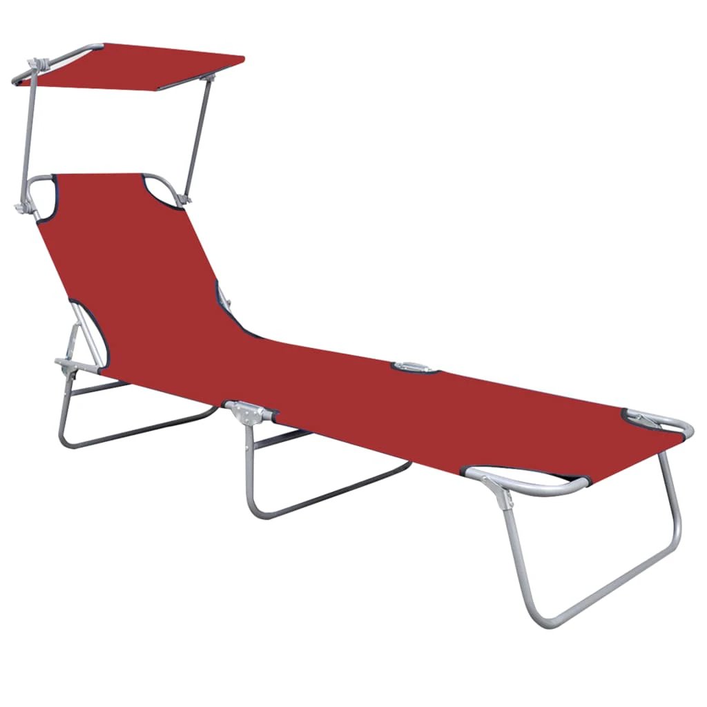 vidaXL vidaXL Folding Sun Lounger with Canopy Blue Aluminium - Sun Lounger