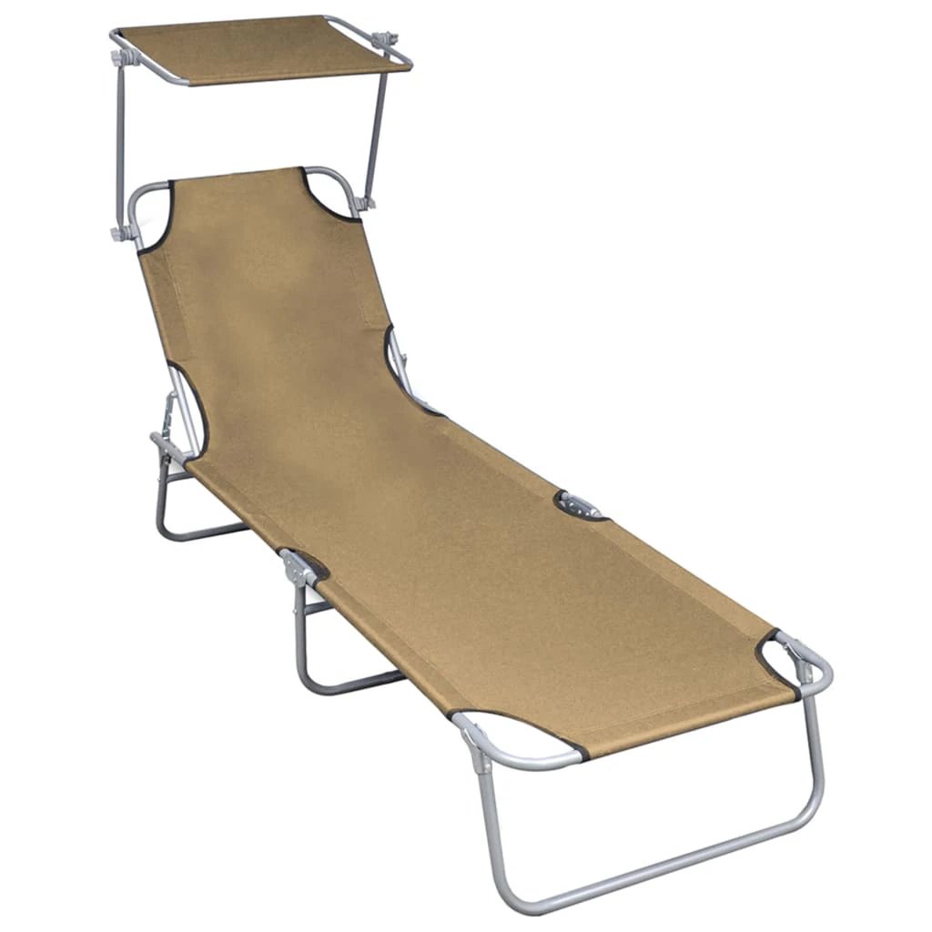vidaXL vidaXL Folding Sun Lounger with Canopy Blue Aluminium - Sun Lounger