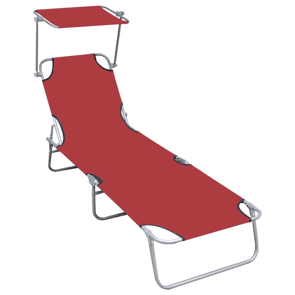 vidaXL vidaXL Folding Sun Lounger with Canopy Blue Aluminium - Sun Lounger