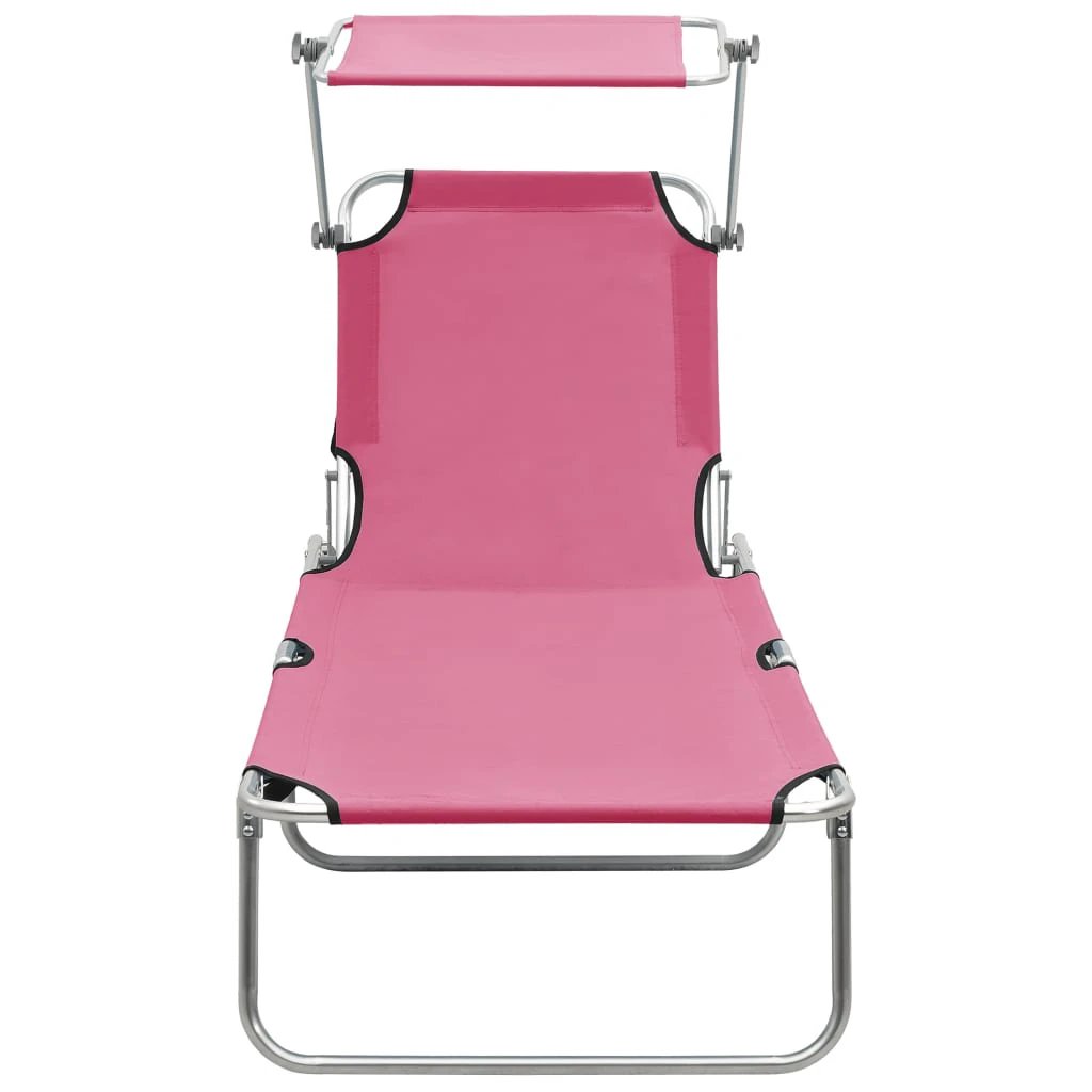 vidaXL vidaXL Folding Sun Lounger with Canopy Blue Aluminium - Sun Lounger