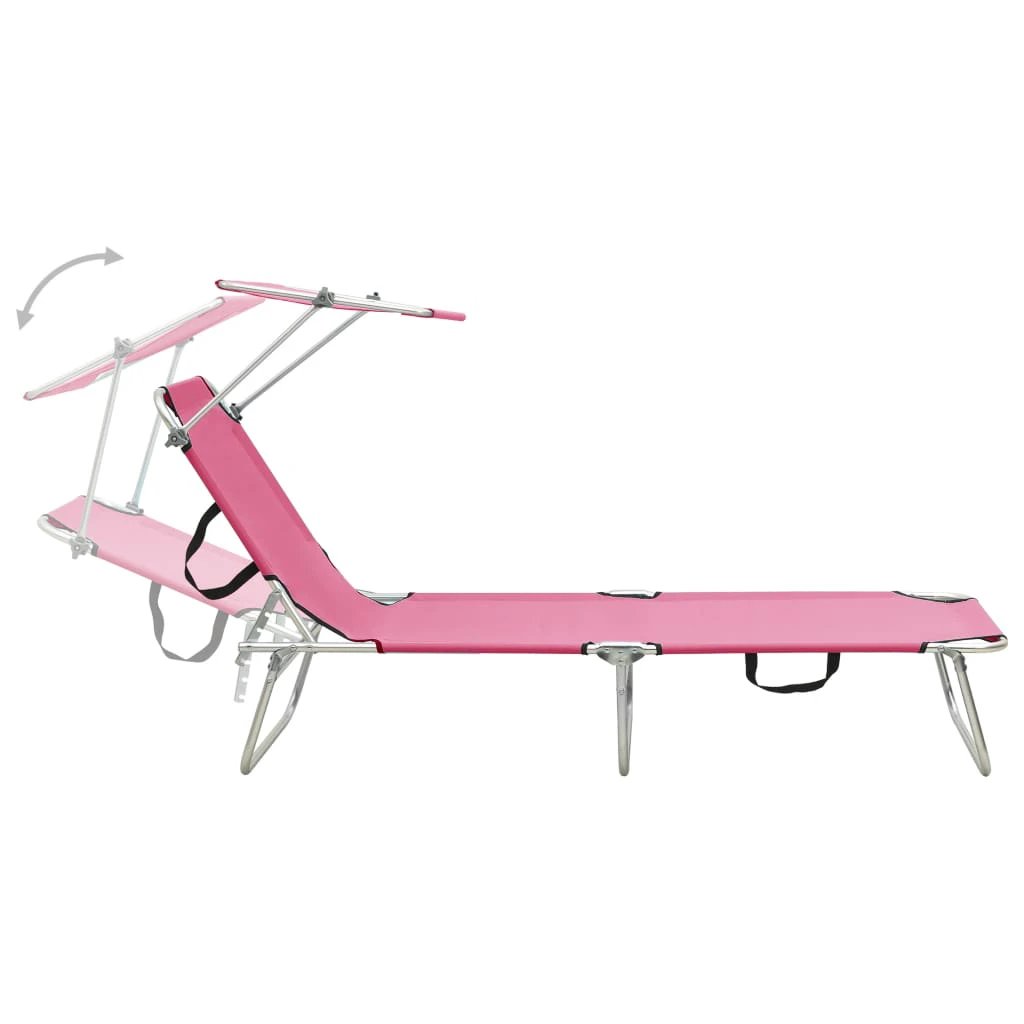 vidaXL vidaXL Folding Sun Lounger with Canopy Blue Aluminium - Sun Lounger