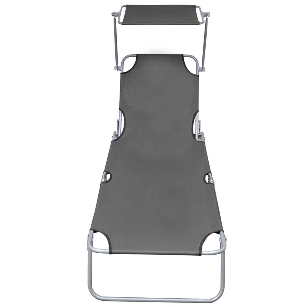 vidaXL Folding Sun Lounger with Canopy Blue Aluminium by vidaXL