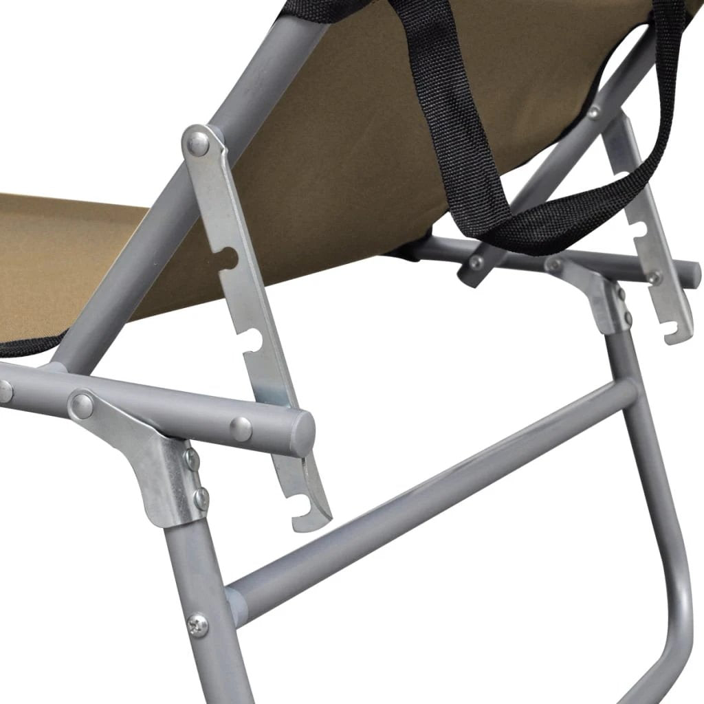 vidaXL vidaXL Folding Sun Lounger with Canopy Blue Aluminium - Sun Lounger