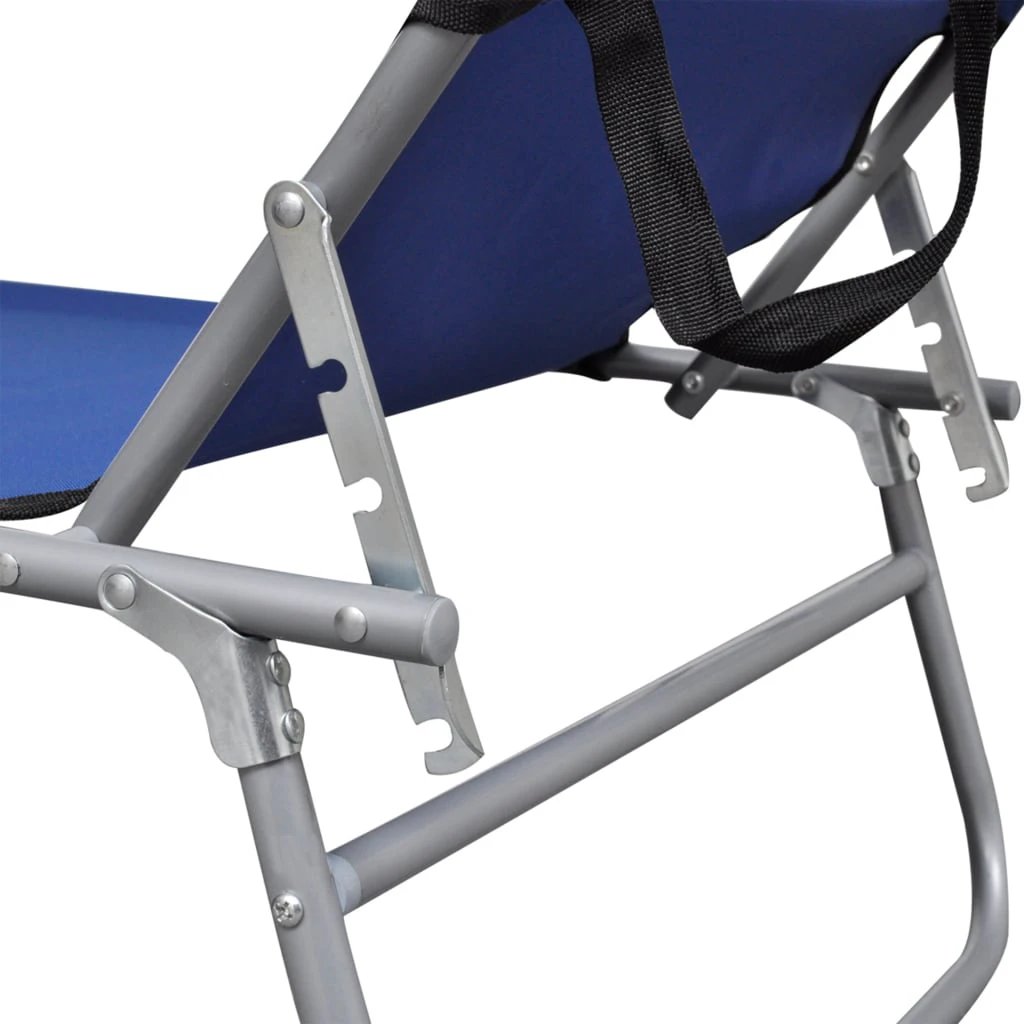 vidaXL Folding Sun Lounger with Canopy Blue Aluminium by vidaXL