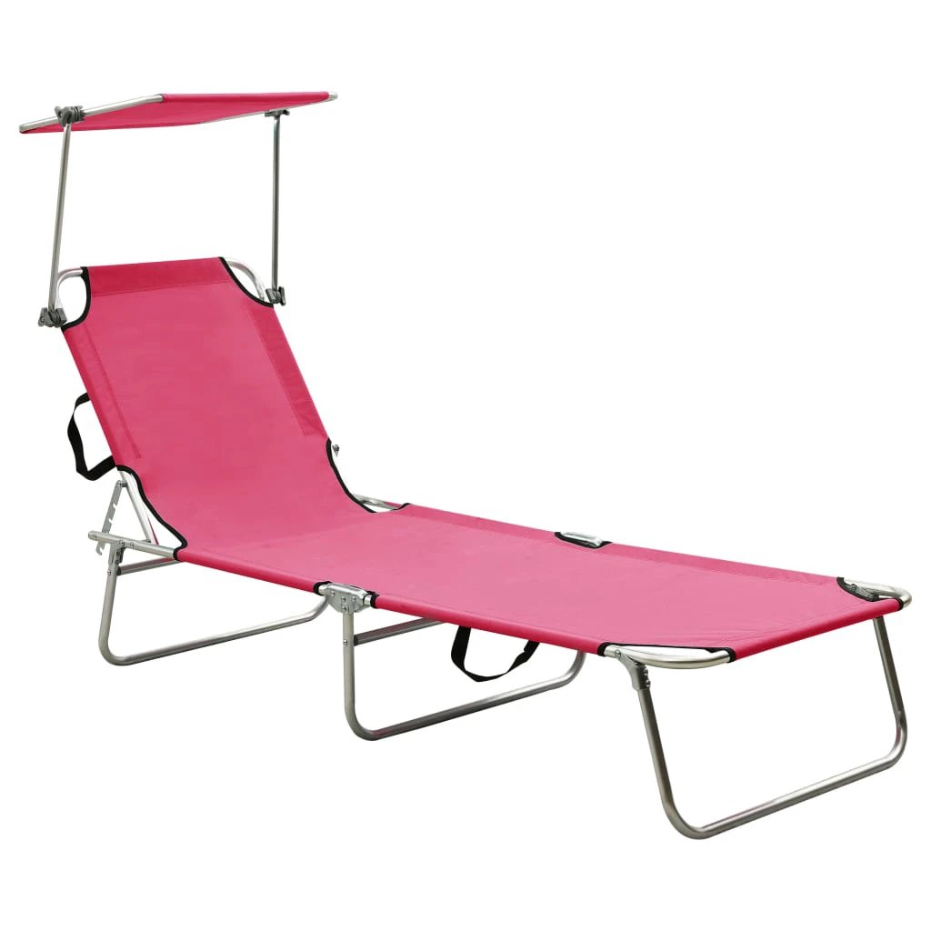 vidaXL Folding Sun Lounger with Canopy Blue Aluminium by vidaXL