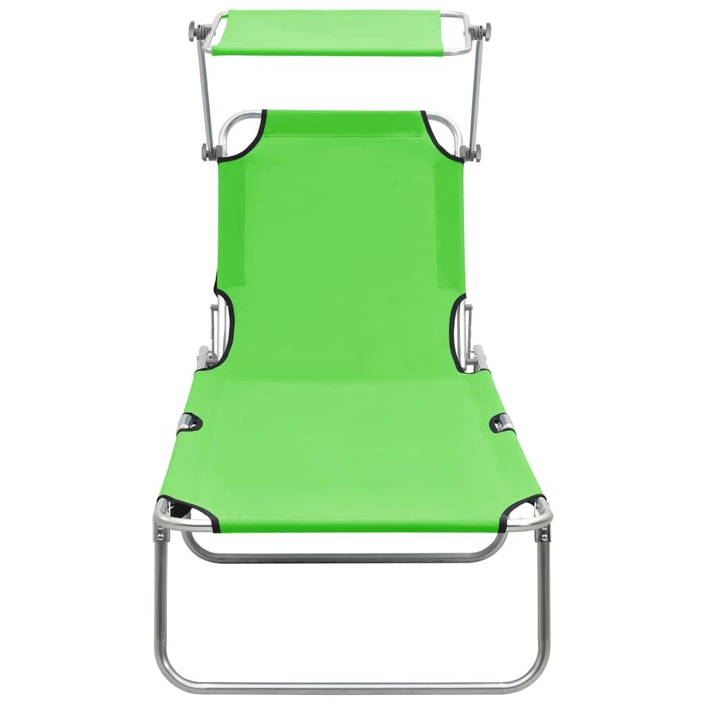 vidaXL Folding Sun Lounger with Canopy Blue Aluminium by vidaXL
