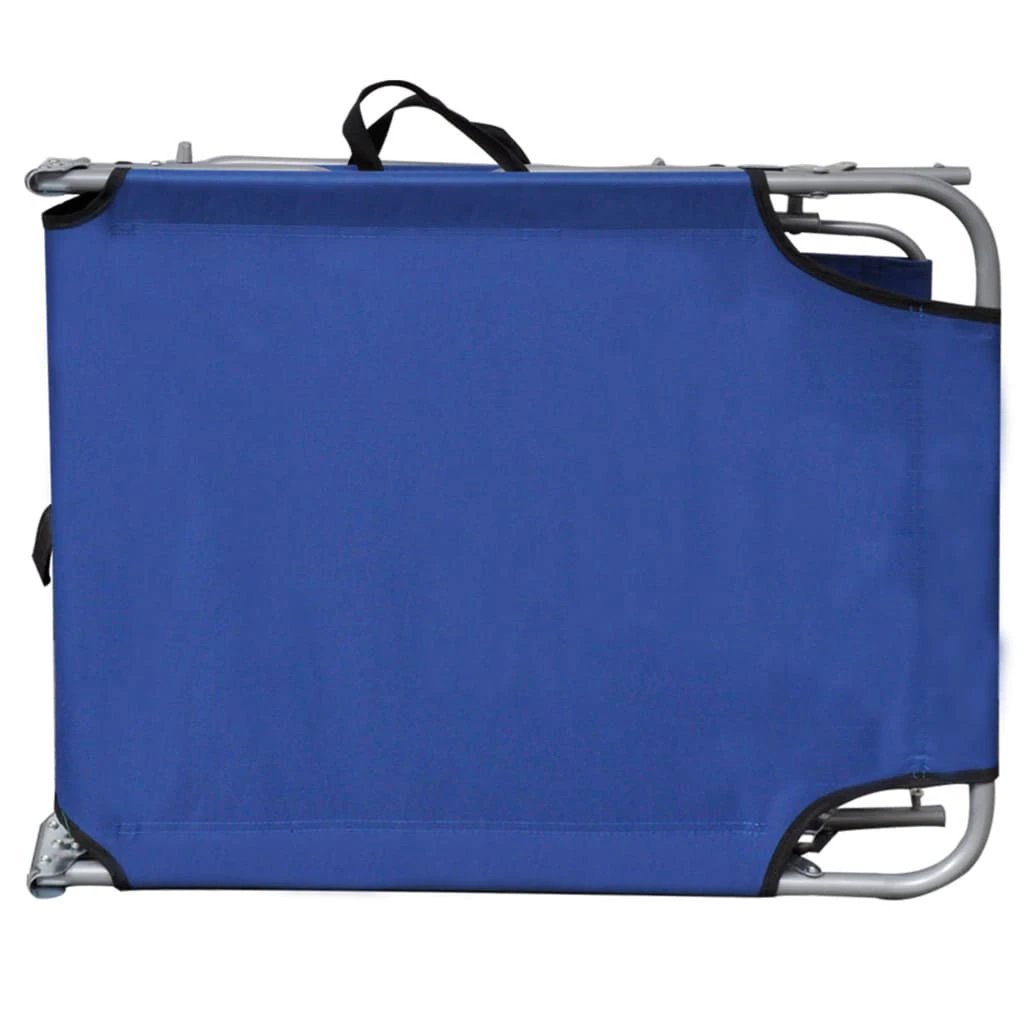 vidaXL Folding Sun Lounger with Canopy Blue Aluminium by vidaXL