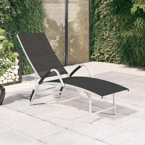vidaXL Sun Lounger Textilene and Aluminium Black by vidaXL