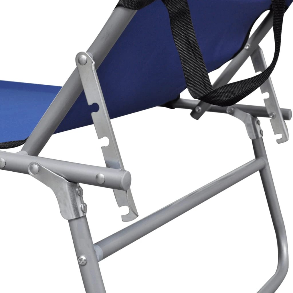 vidaXL Folding Sun Lounger with Canopy Steel Grey by vidaXL