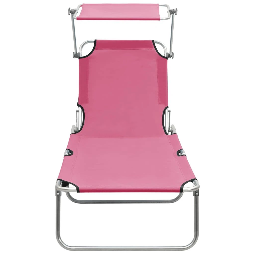 vidaXL Folding Sun Lounger with Canopy Steel Grey - Sun Lounger