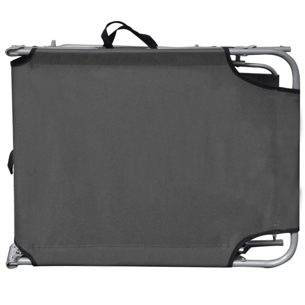 vidaXL Folding Sun Lounger with Canopy Steel Grey by vidaXL