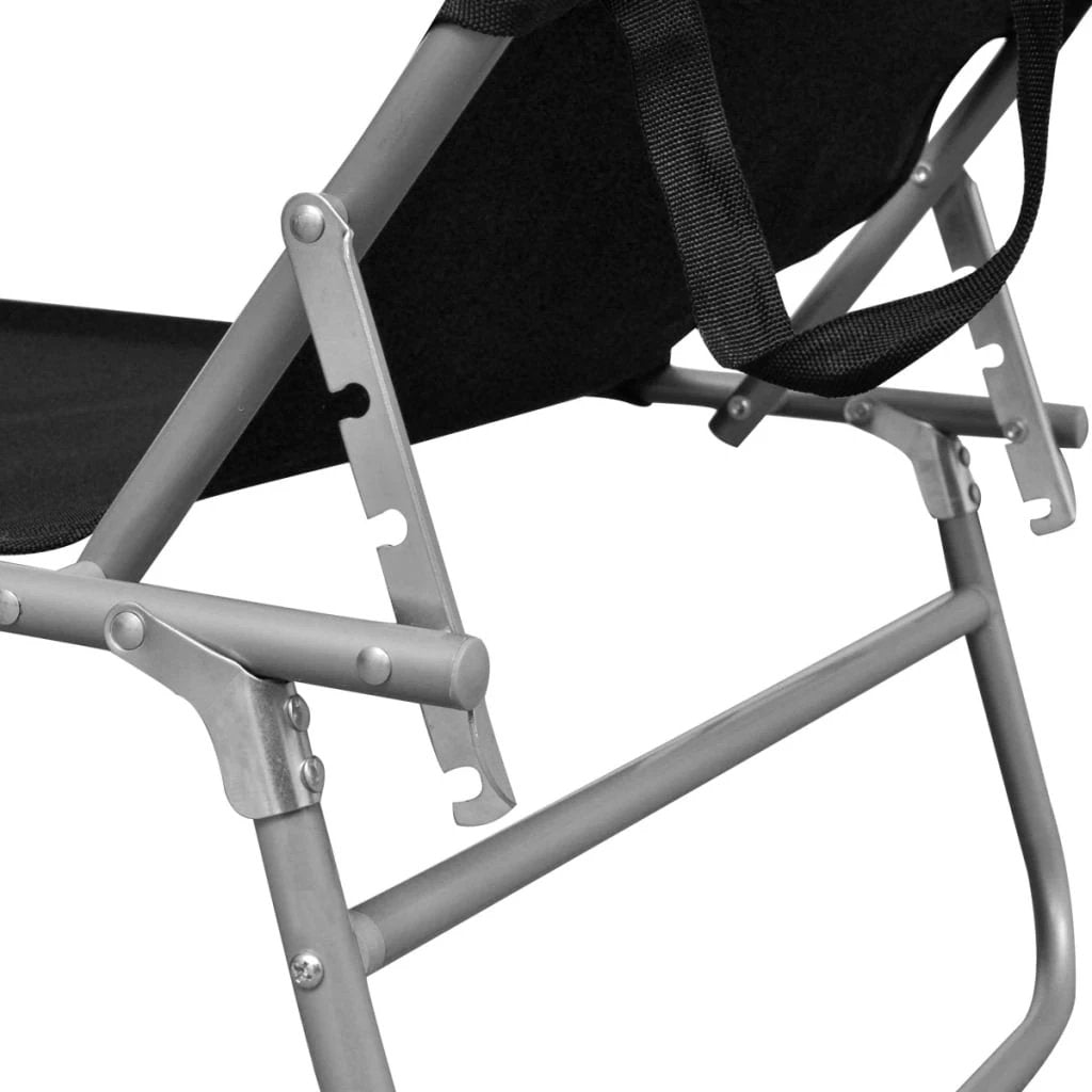 vidaXL Folding Sun Lounger with Canopy Steel Grey - Sun Lounger