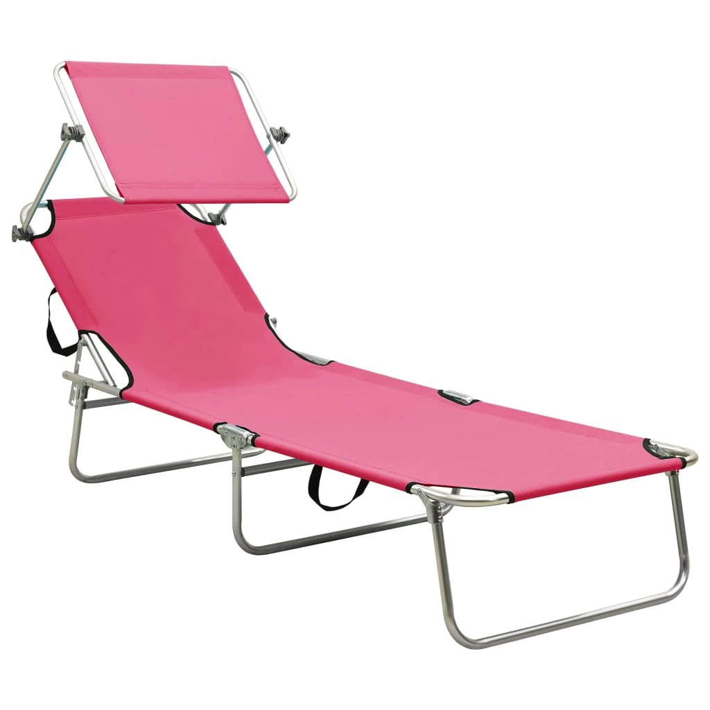 vidaXL Folding Sun Lounger with Canopy Steel Grey - Sun Lounger