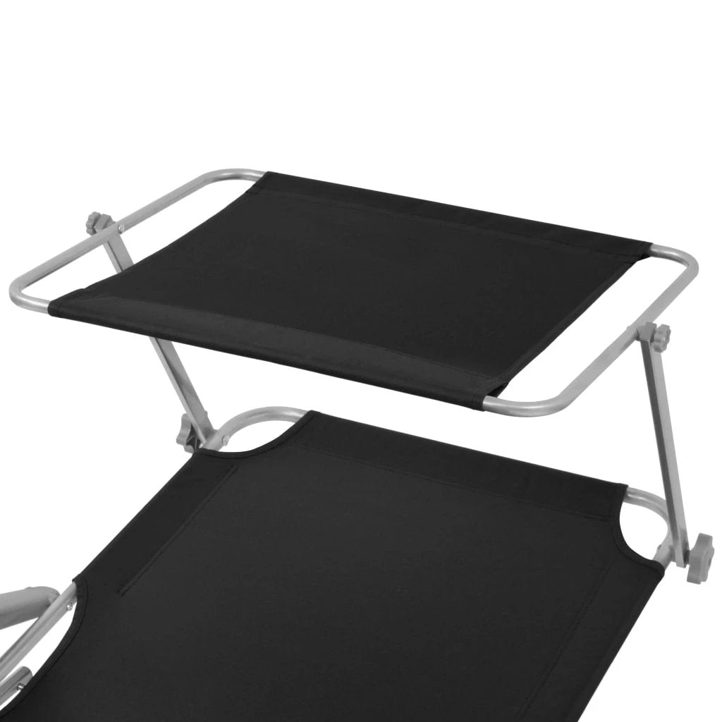 vidaXL Folding Sun Lounger with Canopy Steel Taupe by vidaXL
