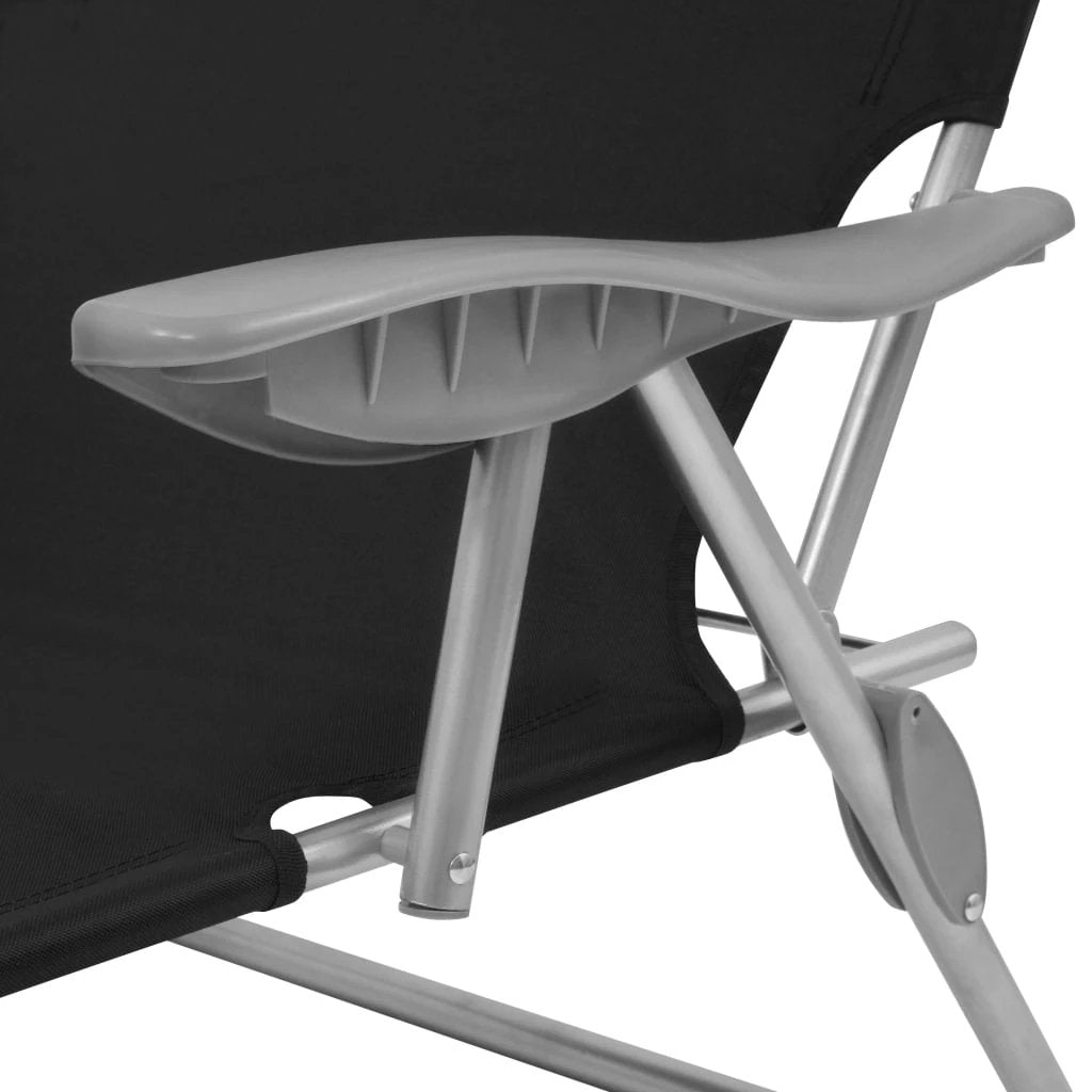 vidaXL Folding Sun Lounger with Canopy Steel Taupe by vidaXL