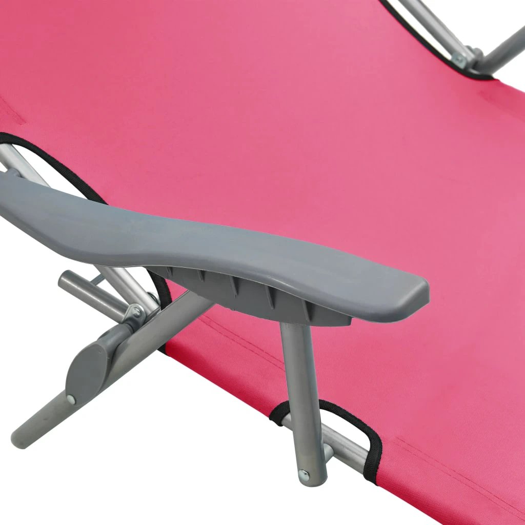 vidaXL Folding Sun Lounger with Canopy Steel Taupe - Sun Lounger