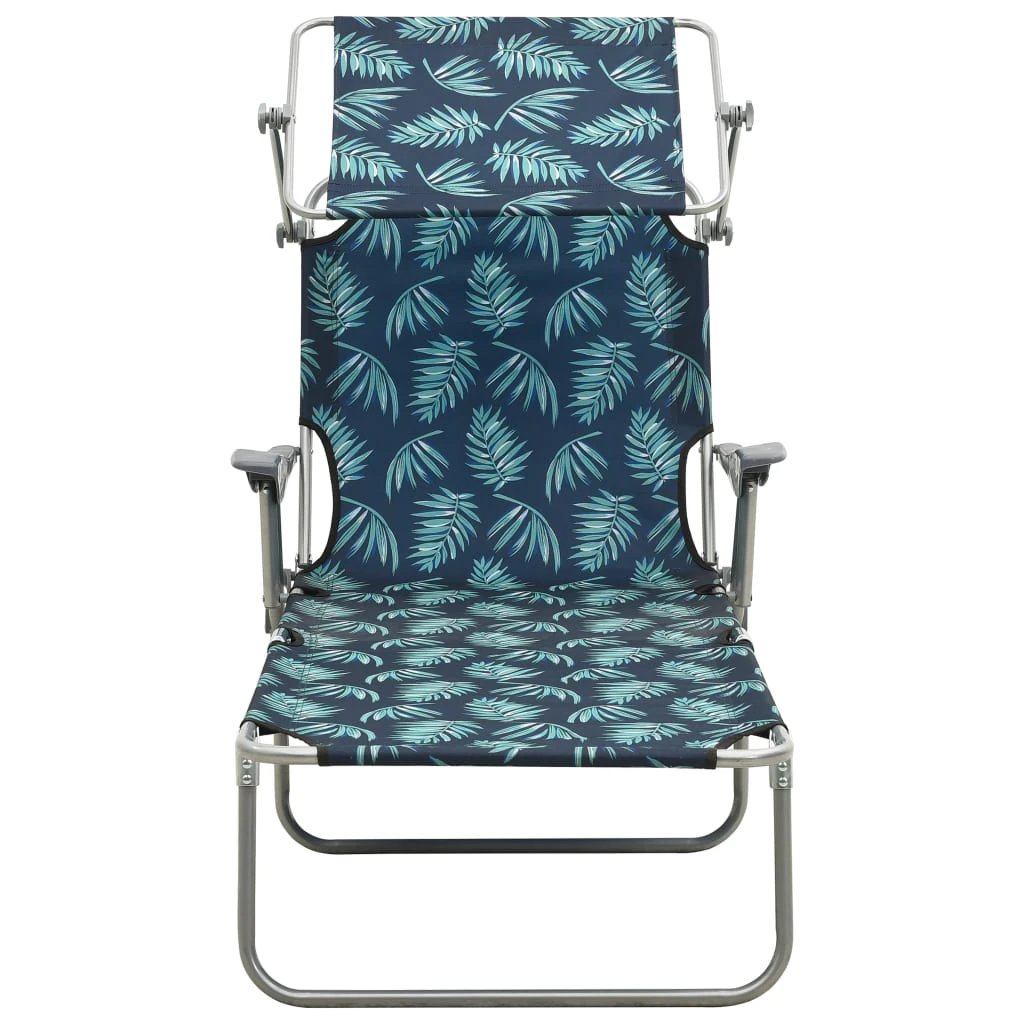 vidaXL Folding Sun Lounger with Canopy Steel Taupe - Sun Lounger