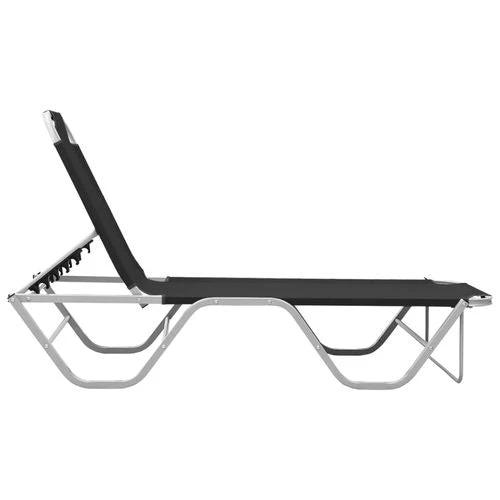 vidaXL Sun Lounger Aluminium and Textilene Black - Sun Lounger