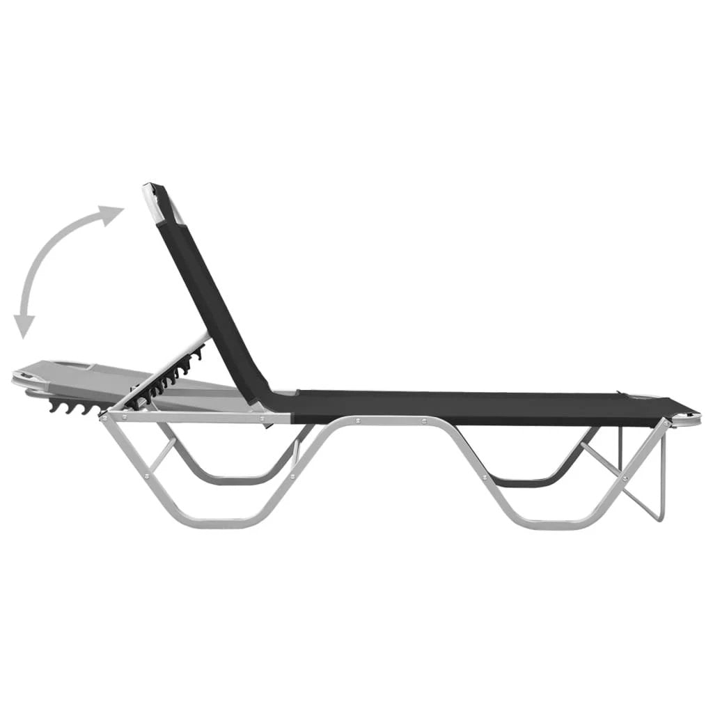 vidaXL Sun Lounger Aluminium and Textilene Black by vidaXL